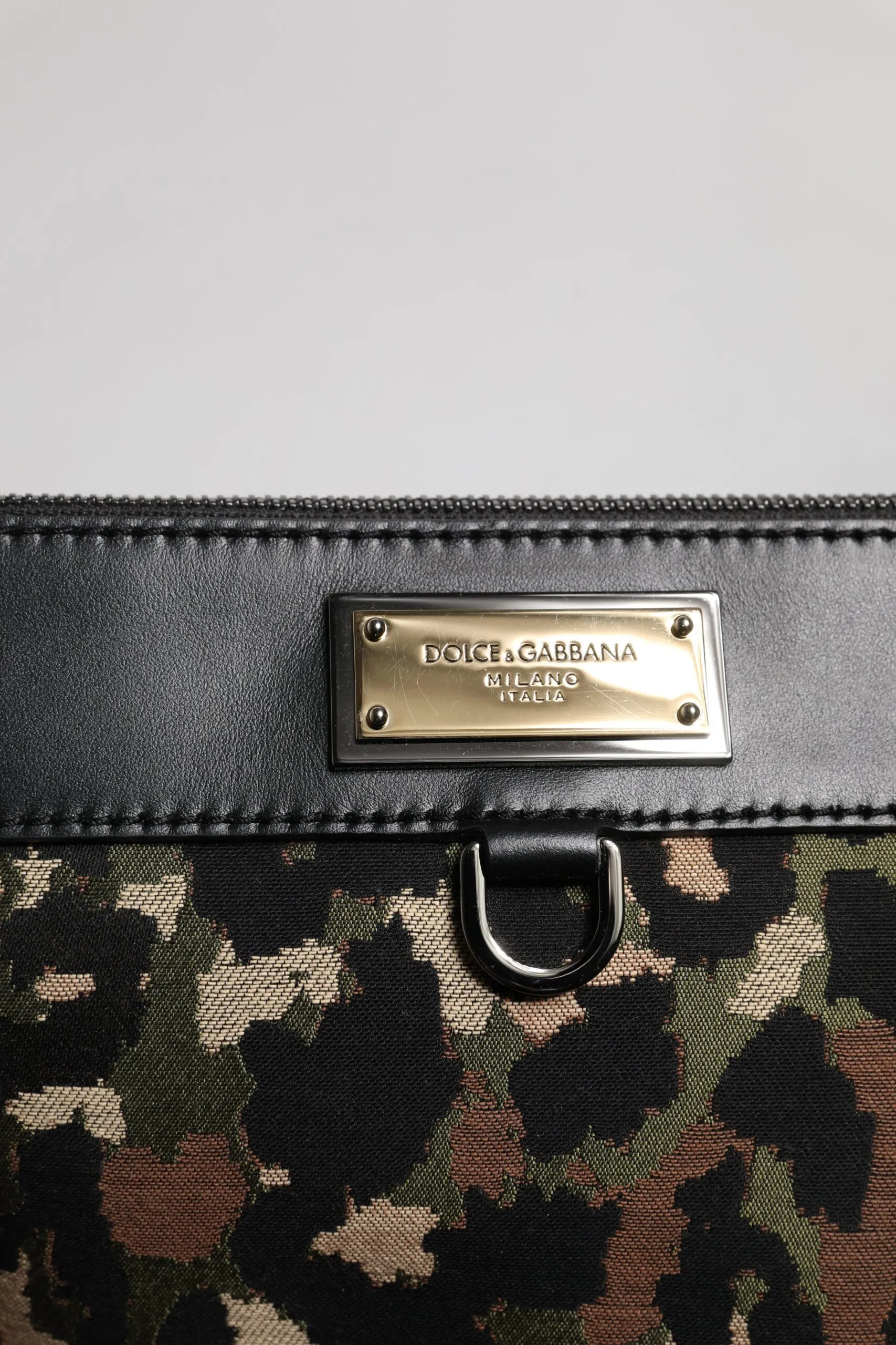 Dolce & Gabbana multi Leopard Jacquard Print Logo Plaque Pouch Men's Bag