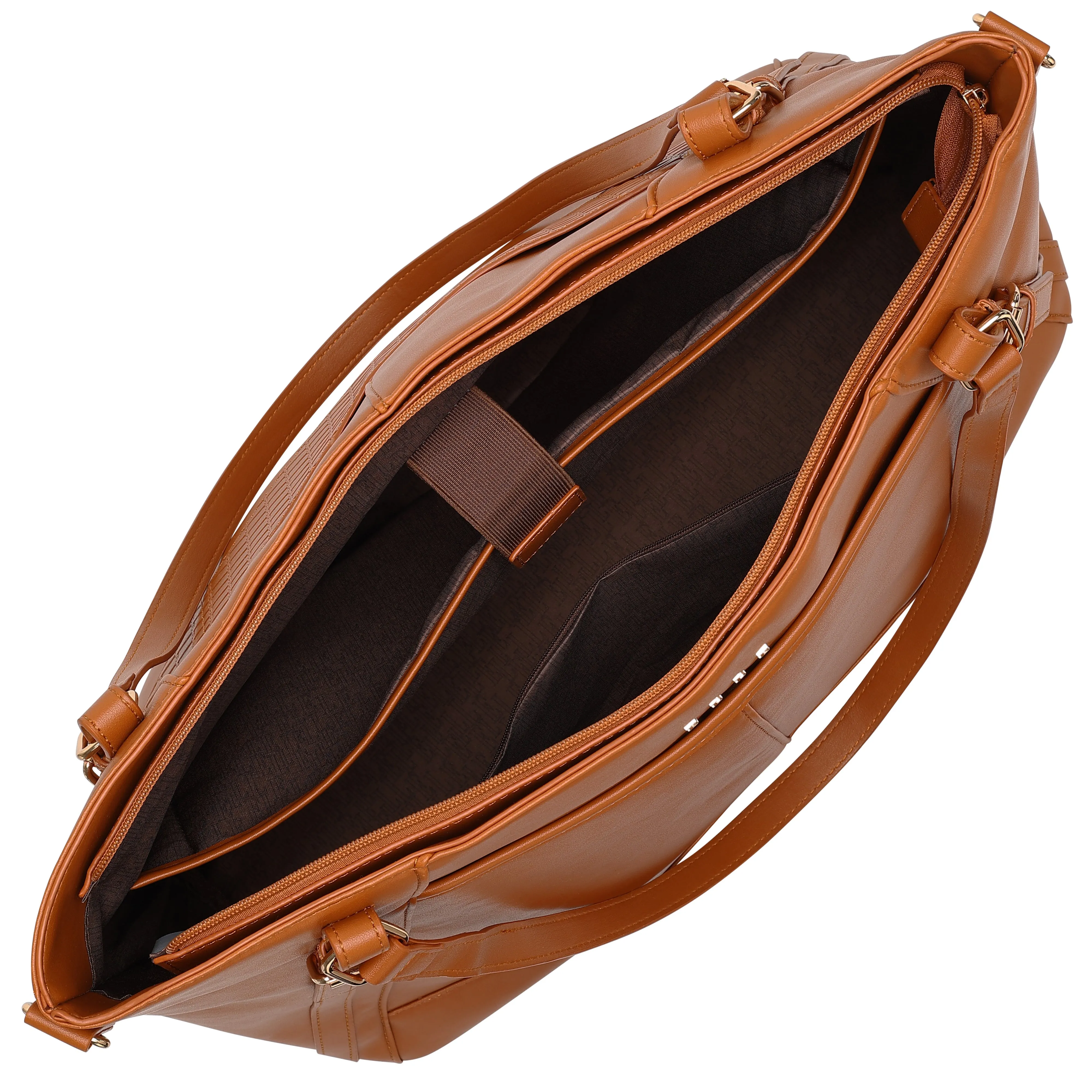 ELLE Leisure Luxe 33L Vegan Leather Weekender Tote Bag | Brown