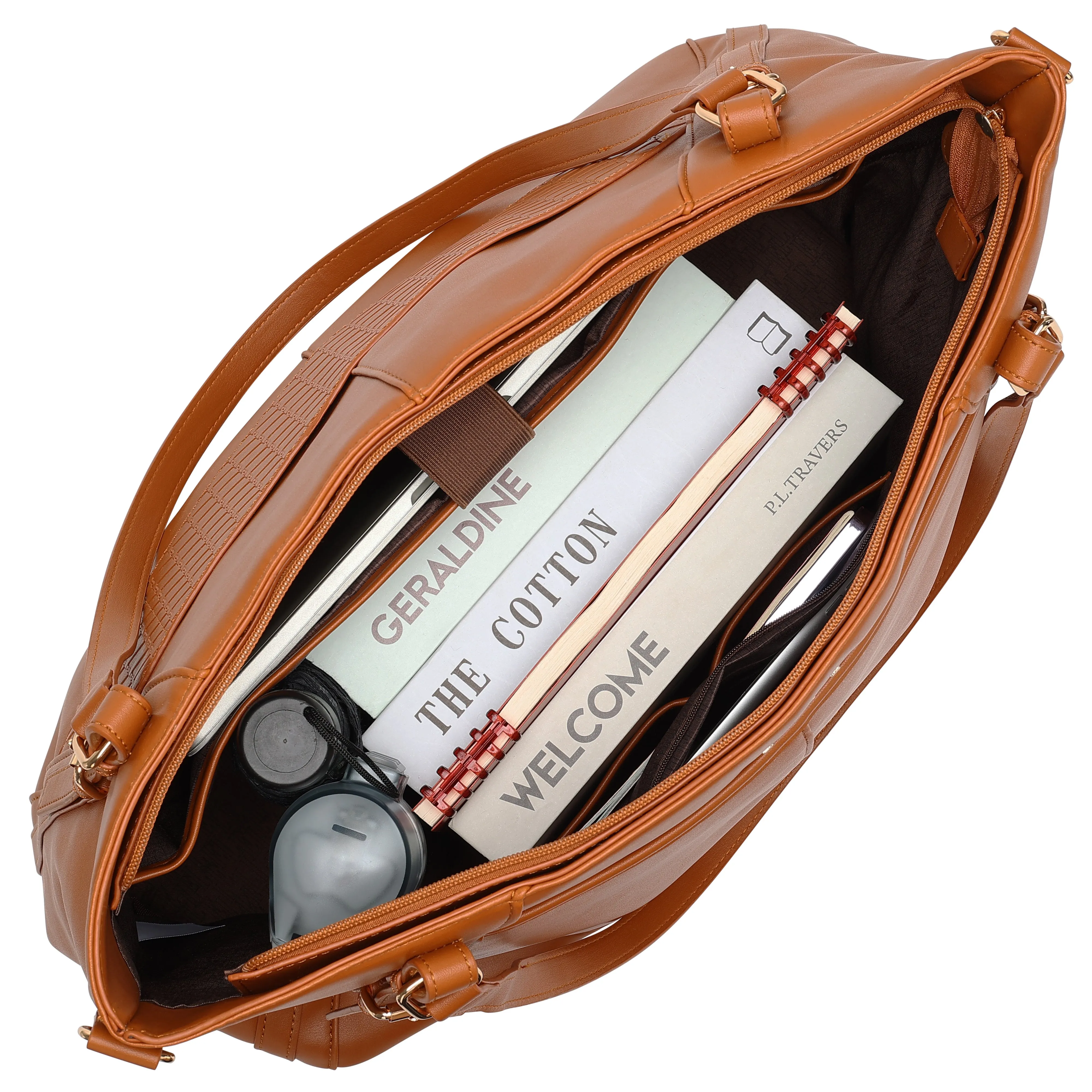 ELLE Leisure Luxe 33L Vegan Leather Weekender Tote Bag | Brown