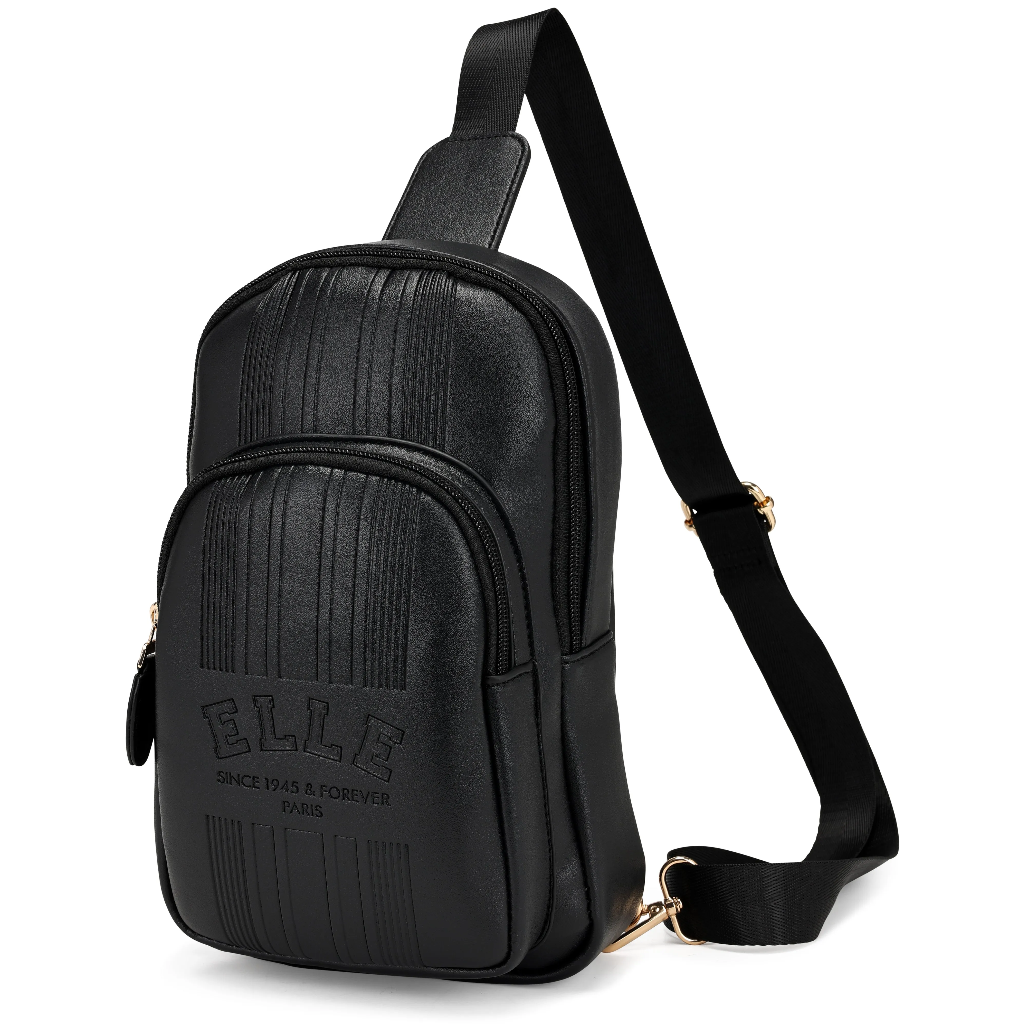 ELLE Roamer 2.8L Vegan Leather Chic Crossbody Bag | Black