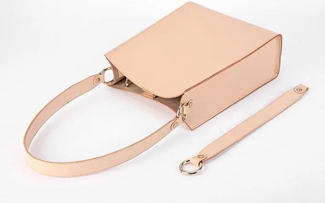 Fashion Beige Leather Women Handbag Tote Box Tote Bag Box Shoulder Bag For Women