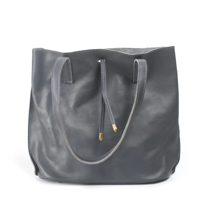 Fashion Gray Womens Soft Leather Tote Bag Womens Leather Tote Bag Purse for Ladies