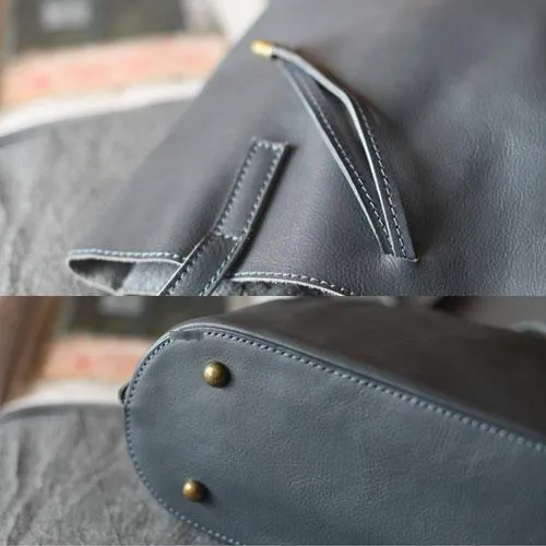 Fashion Gray Womens Soft Leather Tote Bag Womens Leather Tote Bag Purse for Ladies