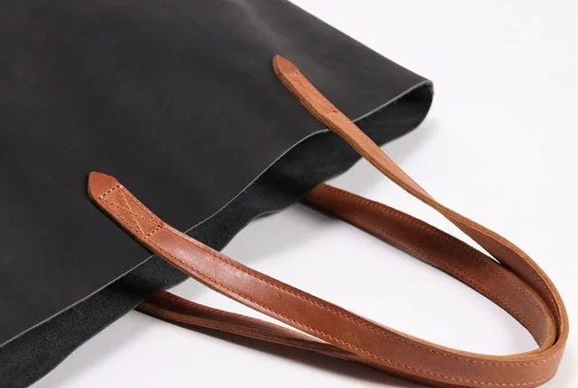 Fashion Handmade LEATHER Large Black WOMEN Tote Bag Tote Shoulder Purse FOR WOMEN
