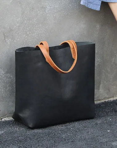 Fashion Handmade LEATHER Large Black WOMEN Tote Bag Tote Shoulder Purse FOR WOMEN