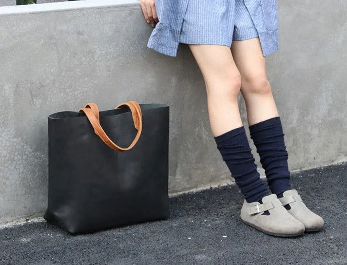 Fashion Handmade LEATHER Large Black WOMEN Tote Bag Tote Shoulder Purse FOR WOMEN