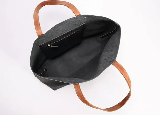 Fashion Handmade LEATHER Large Black WOMEN Tote Bag Tote Shoulder Purse FOR WOMEN
