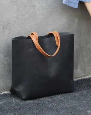Fashion Handmade LEATHER Large Black WOMEN Tote Bag Tote Shoulder Purse FOR WOMEN