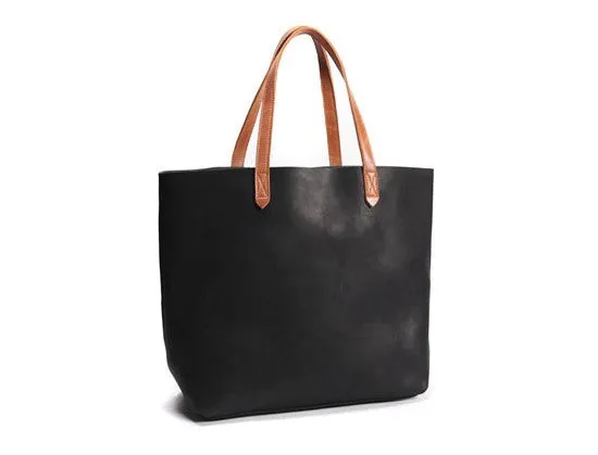 Fashion Handmade LEATHER Large Black WOMEN Tote Bag Tote Shoulder Purse FOR WOMEN