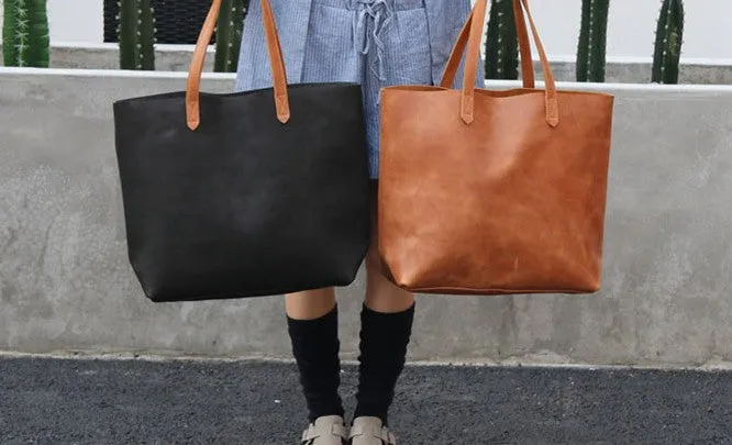 Fashion Handmade LEATHER Large Black WOMEN Tote Bag Tote Shoulder Purse FOR WOMEN