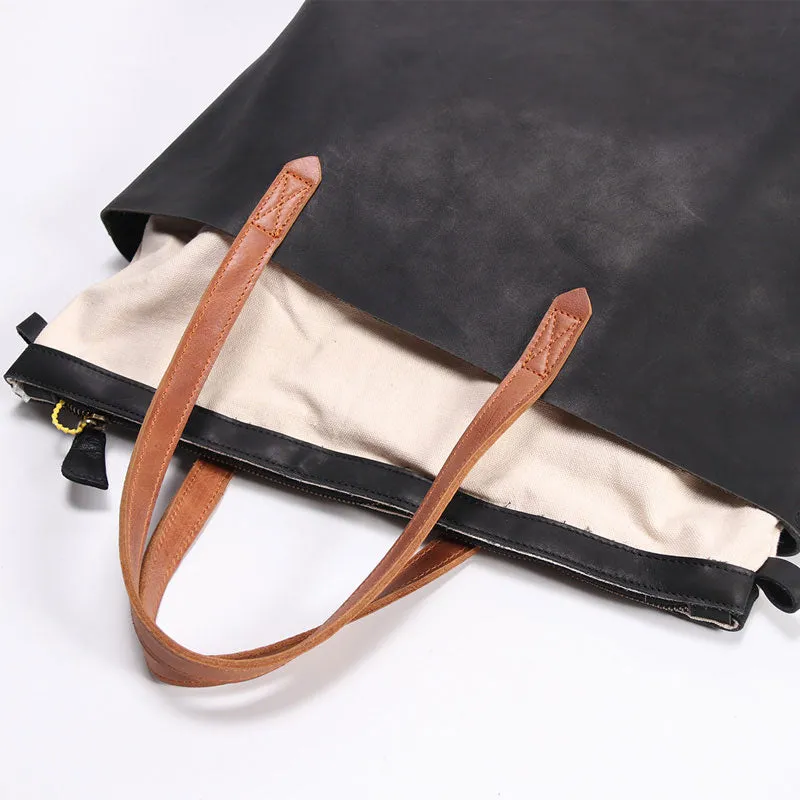 Fashion Handmade LEATHER Large Black WOMEN Tote Bag Tote Shoulder Purse FOR WOMEN