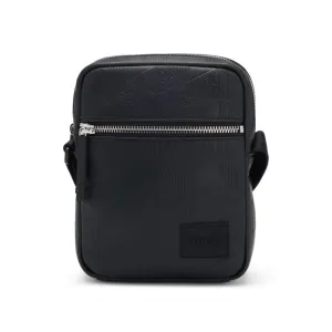 Faux-leather reporter bag with stacked and geometric logos