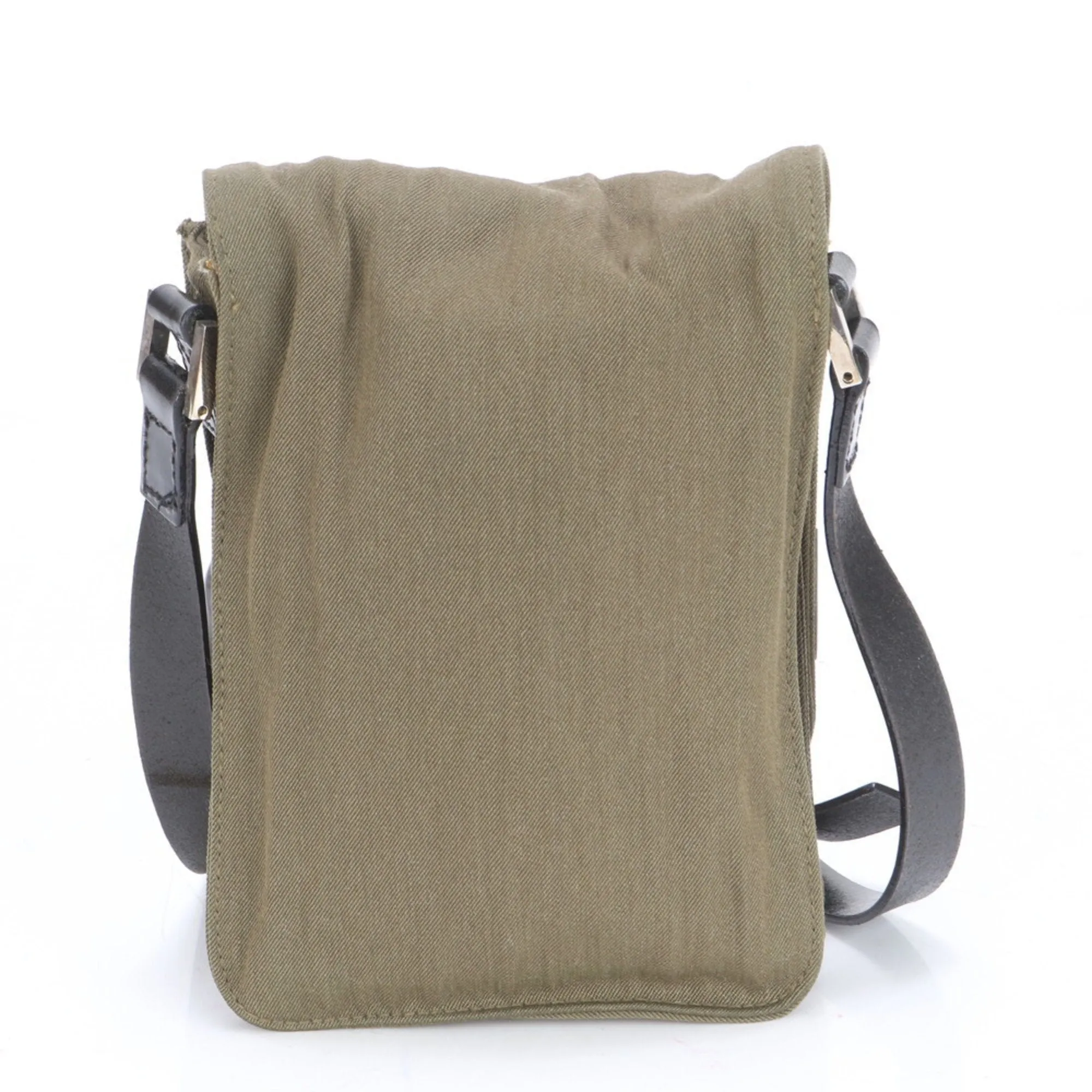 Fendi Leather Canvas Pochette Shoulder Bag (Pre-Owned)