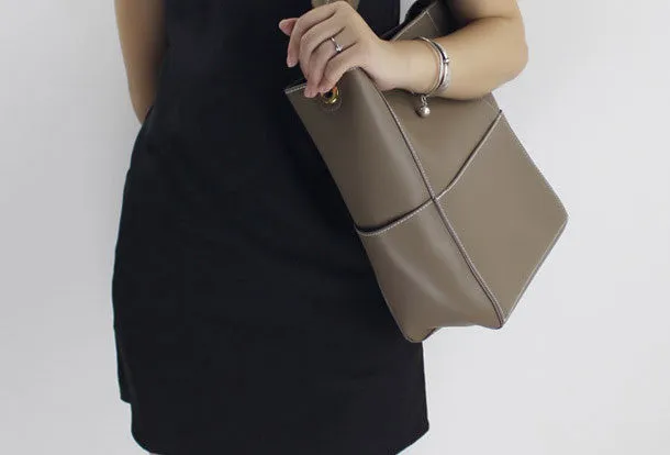 Genuine Leather handbag shoulder bag brown tote for women leather shopper bag