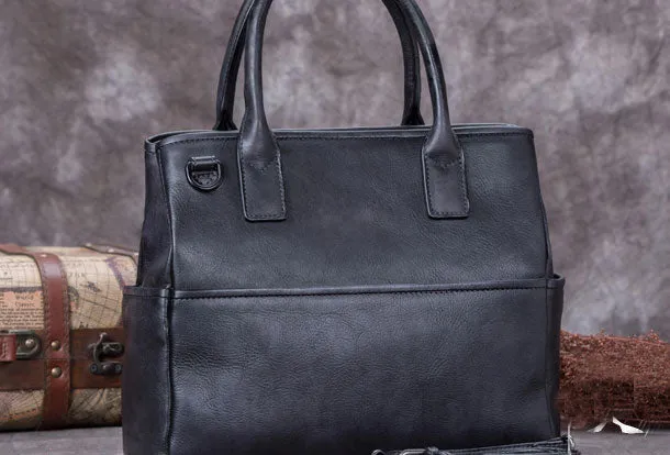 Genuine Leather Handbag Vintage Tote Bag Shoulder Bag Purse For Women