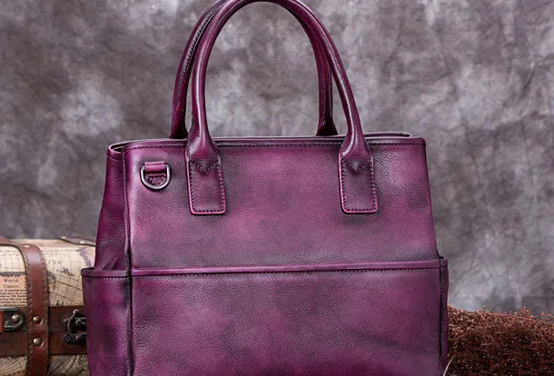 Genuine Leather Handbag Vintage Tote Bag Shoulder Bag Purse For Women