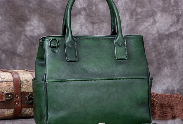 Genuine Leather Handbag Vintage Tote Bag Shoulder Bag Purse For Women