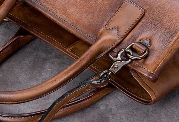 Genuine Leather Handbag Vintage Tote Bag Shoulder Bag Purse For Women