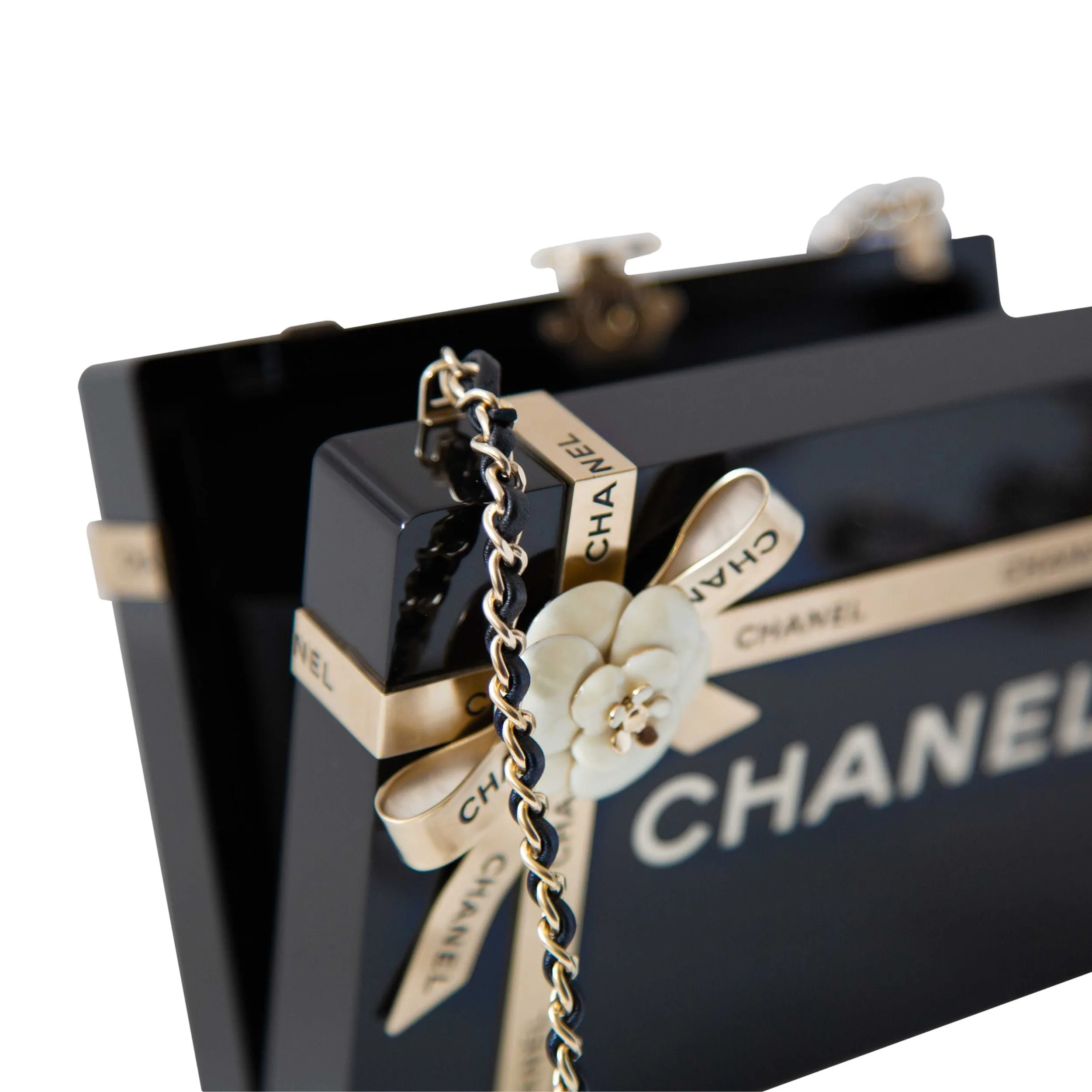 Gift Box Minaudi??re Black Clutch GHW