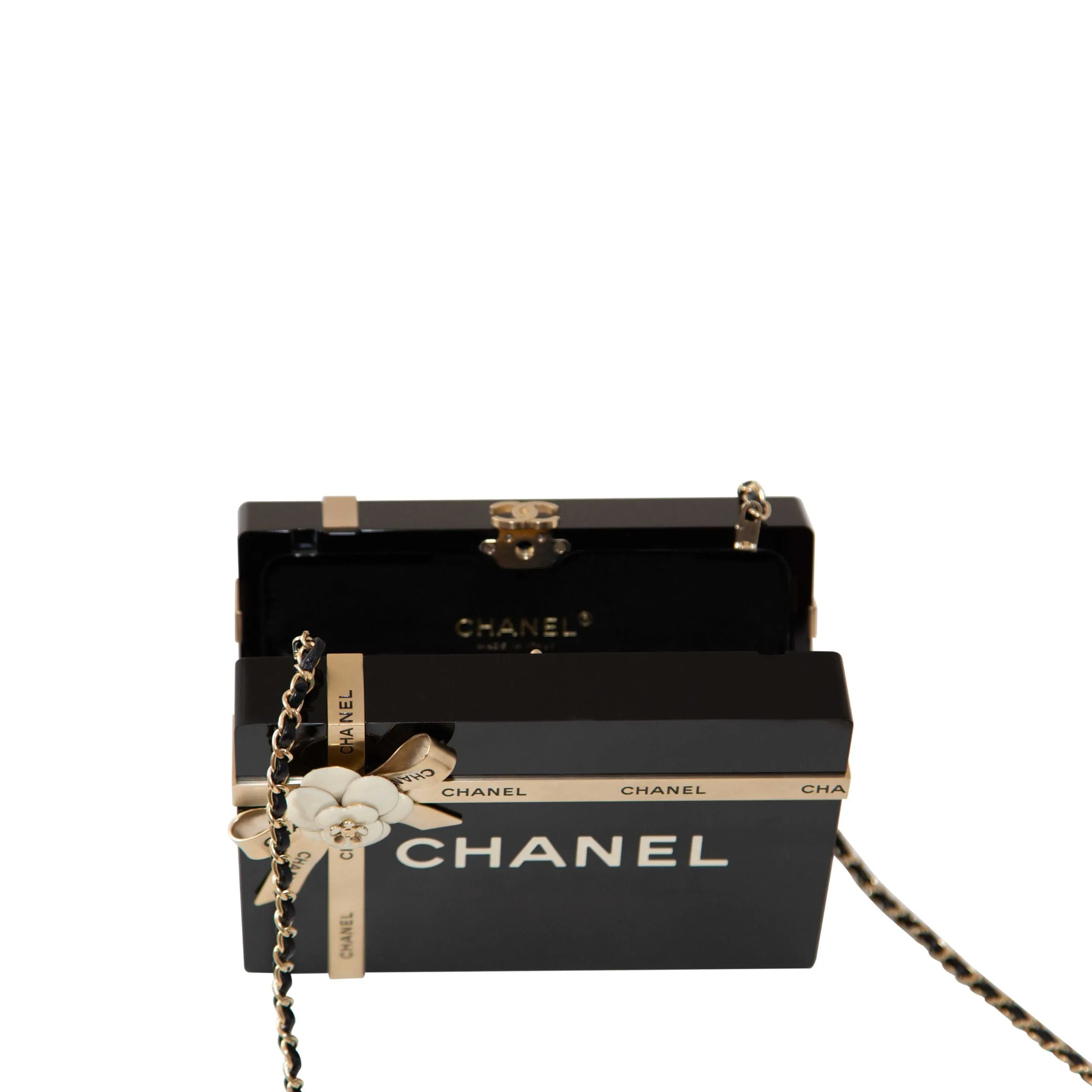 Gift Box Minaudi??re Black Clutch GHW