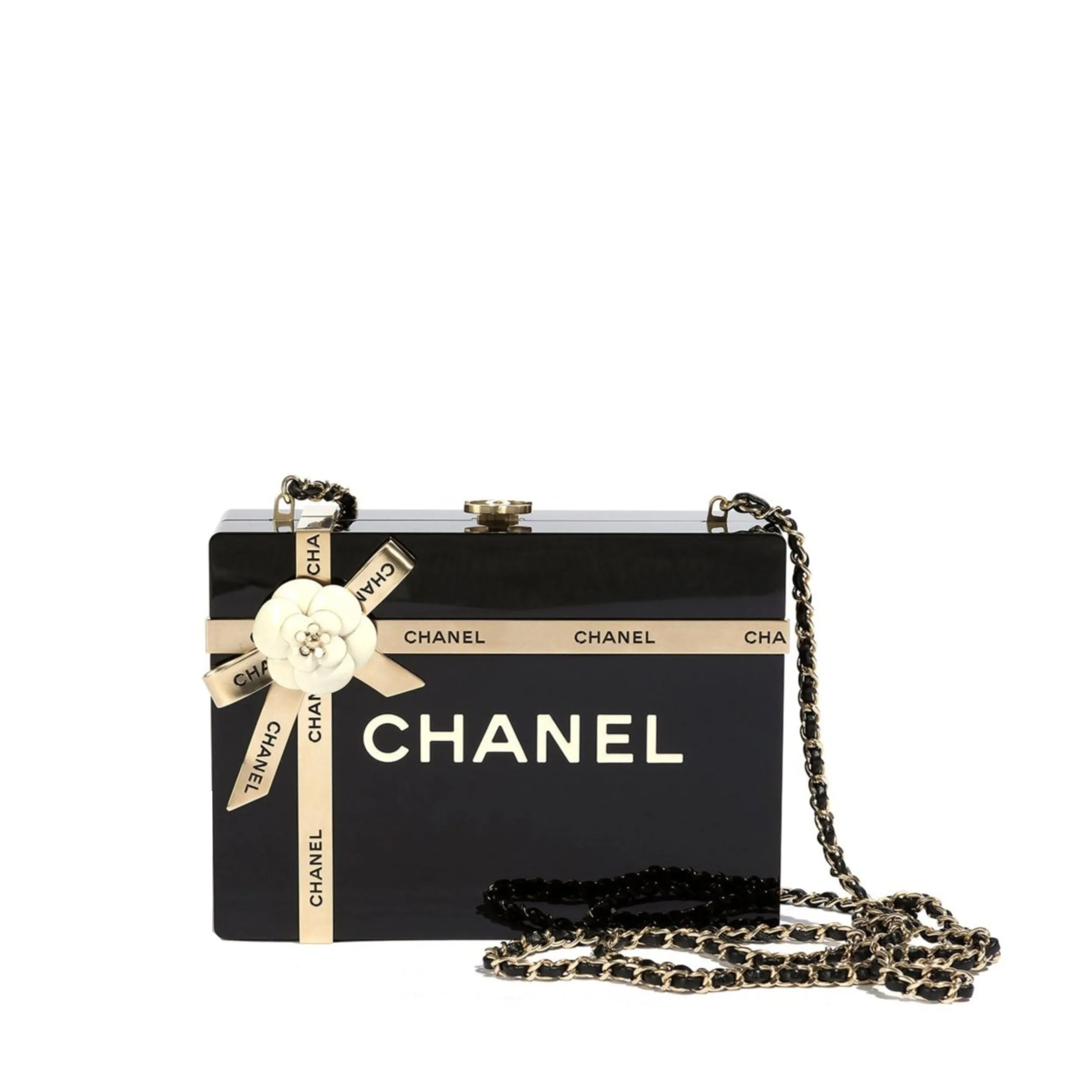 Gift Box Minaudi??re Black Clutch GHW