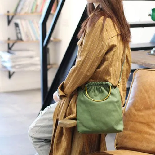 Green Leather Womens Bucket Handbag Large Bucket Side Bag Tote Purse Madewell Bucket Bag