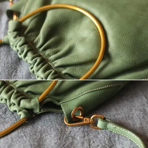 Green Leather Womens Bucket Handbag Large Bucket Side Bag Tote Purse Madewell Bucket Bag