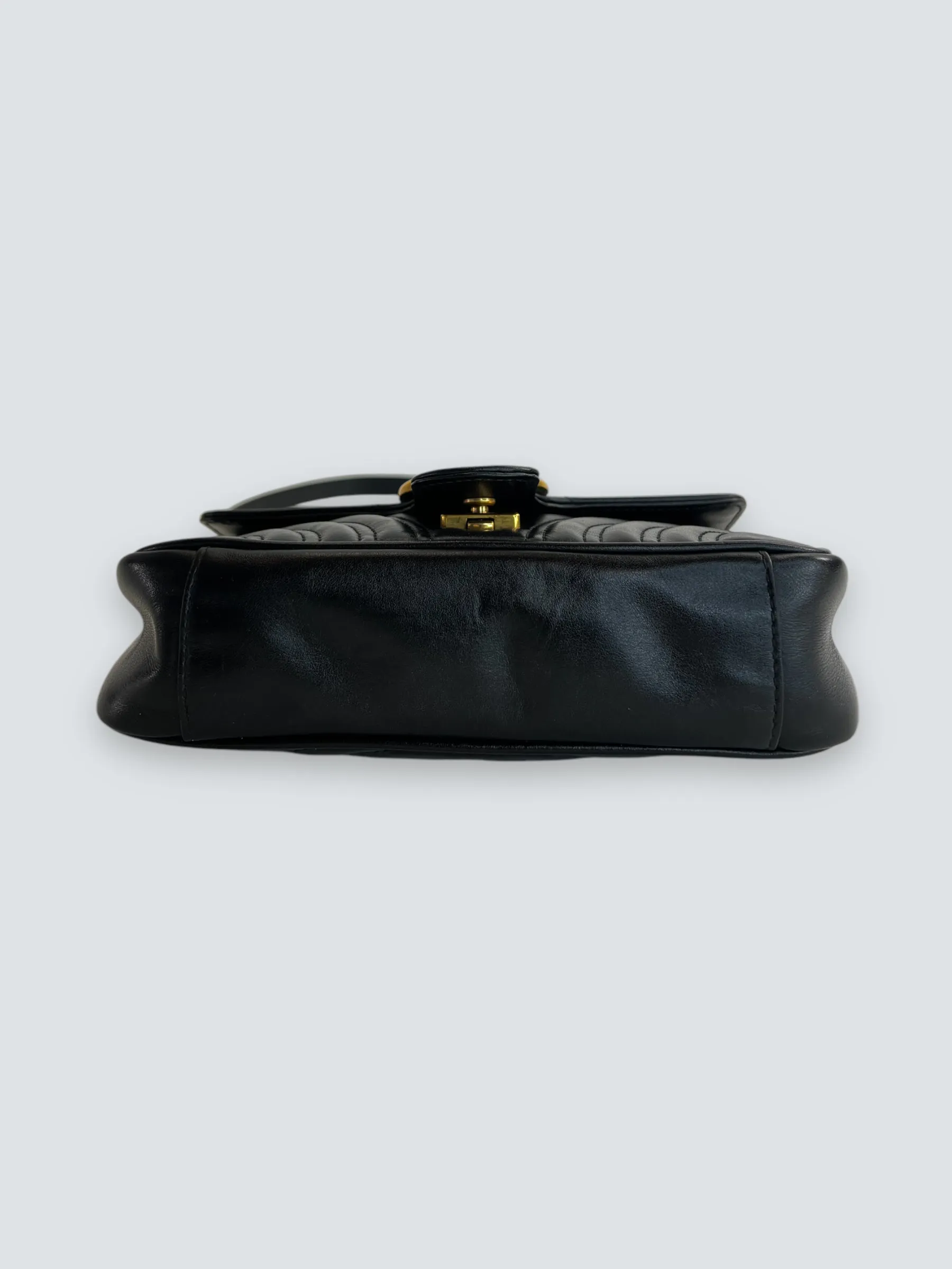 Gucci Black Leather Small GG Marmont GG Crossbody