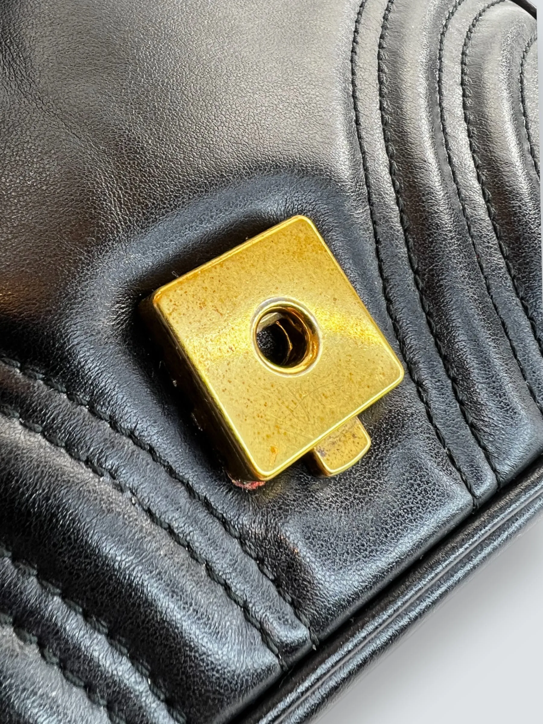 Gucci Black Leather Small GG Marmont GG Crossbody