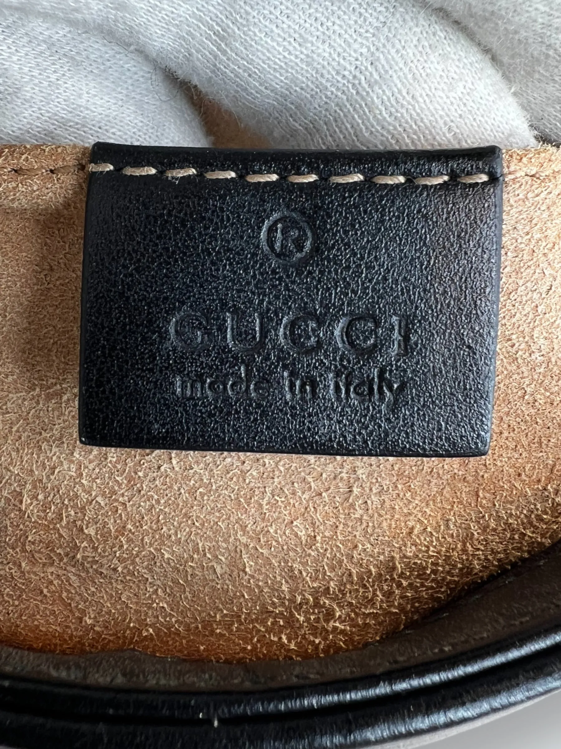 Gucci Black Leather Small GG Marmont GG Crossbody