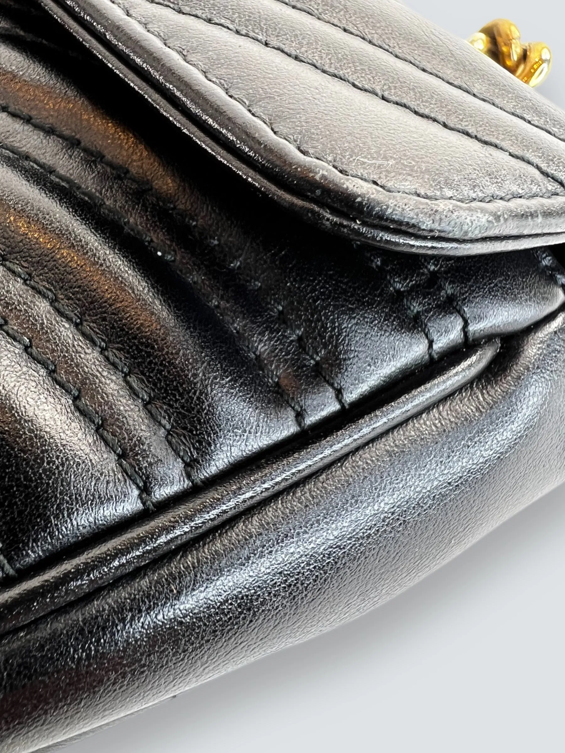 Gucci Black Leather Small GG Marmont GG Crossbody