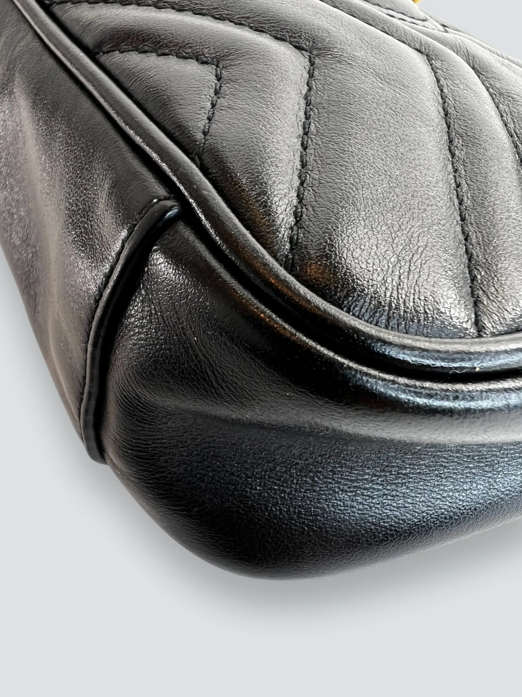 Gucci Black Leather Small GG Marmont GG Crossbody