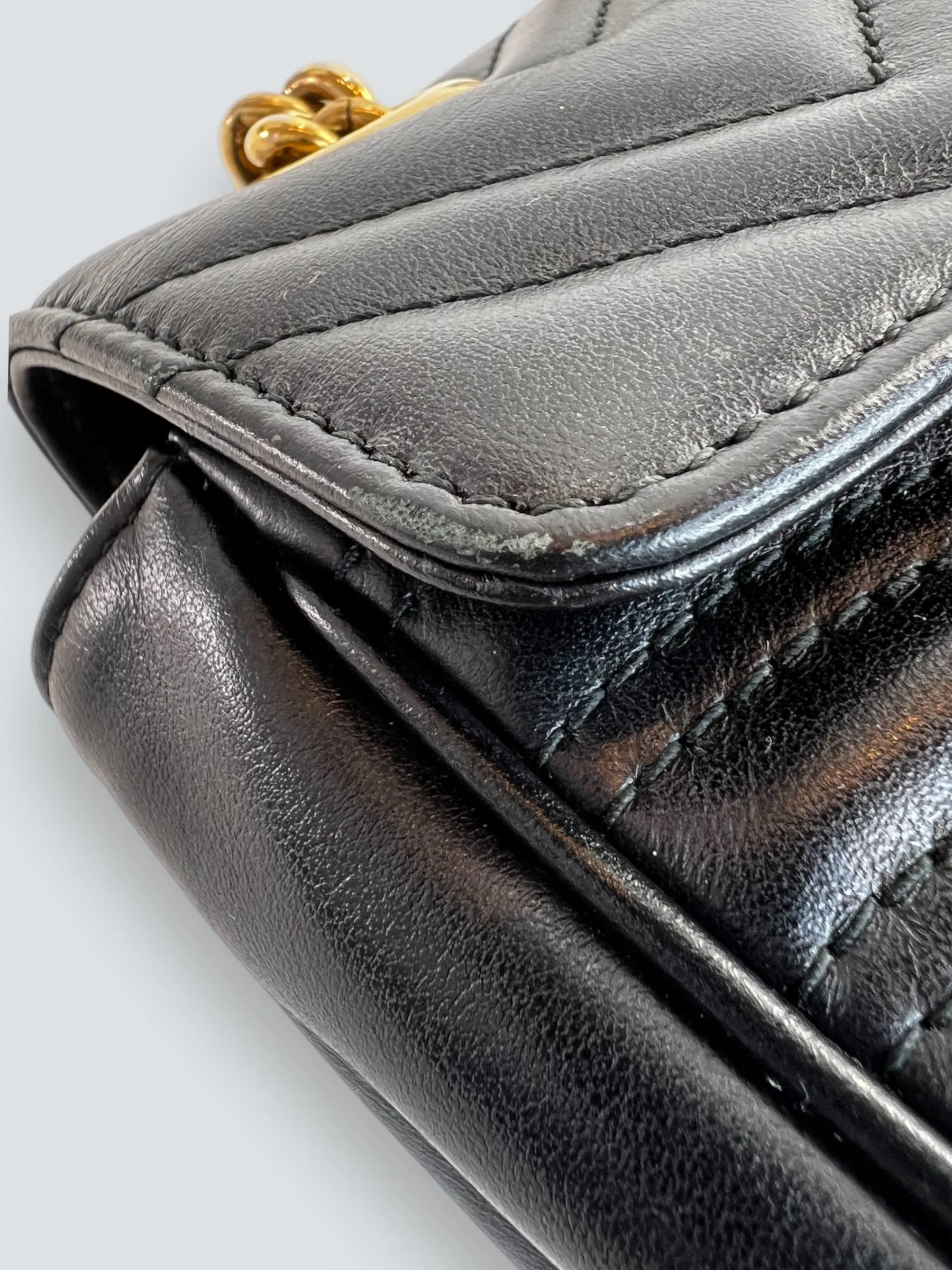 Gucci Black Leather Small GG Marmont GG Crossbody