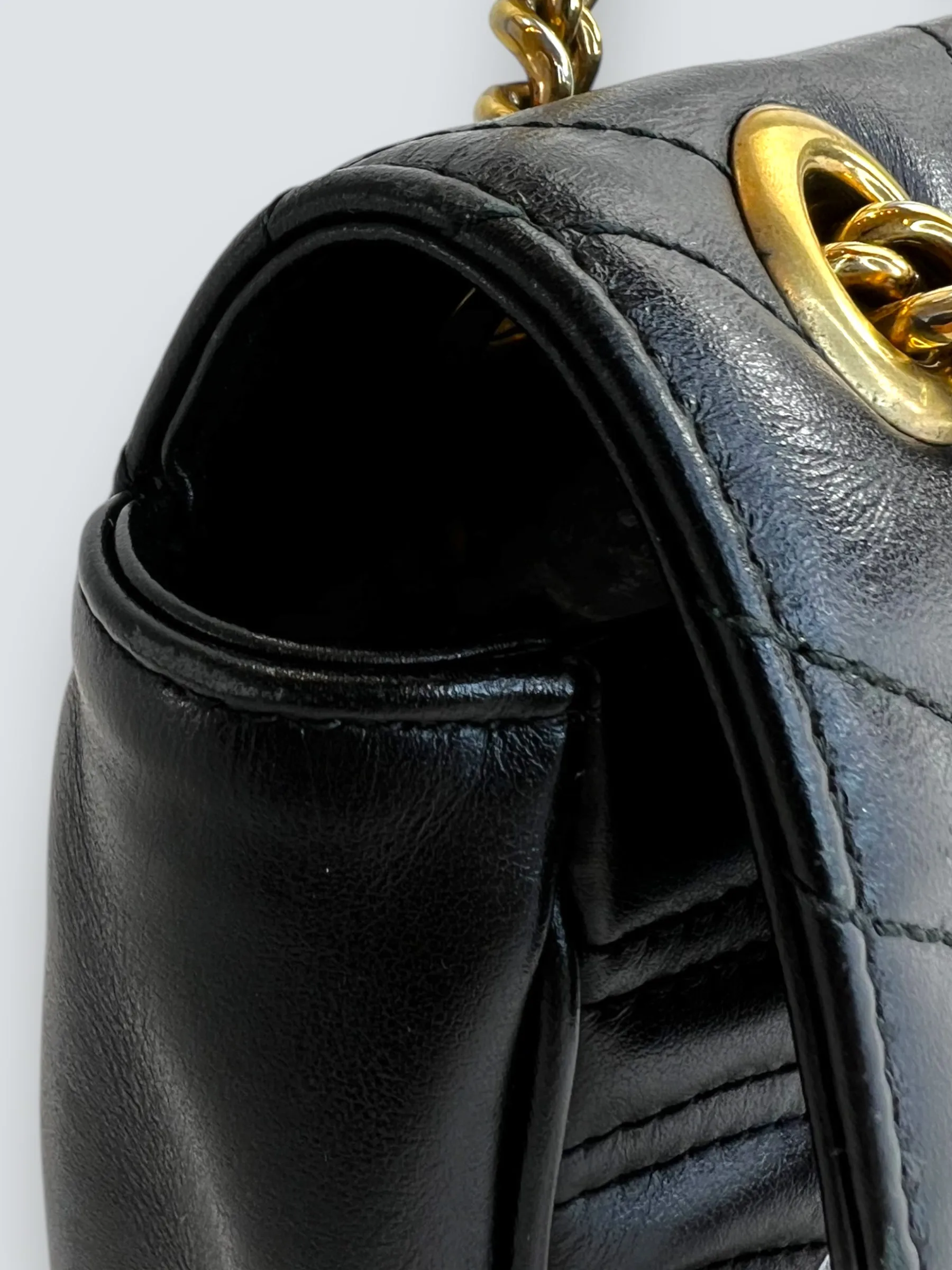 Gucci Black Leather Small GG Marmont GG Crossbody