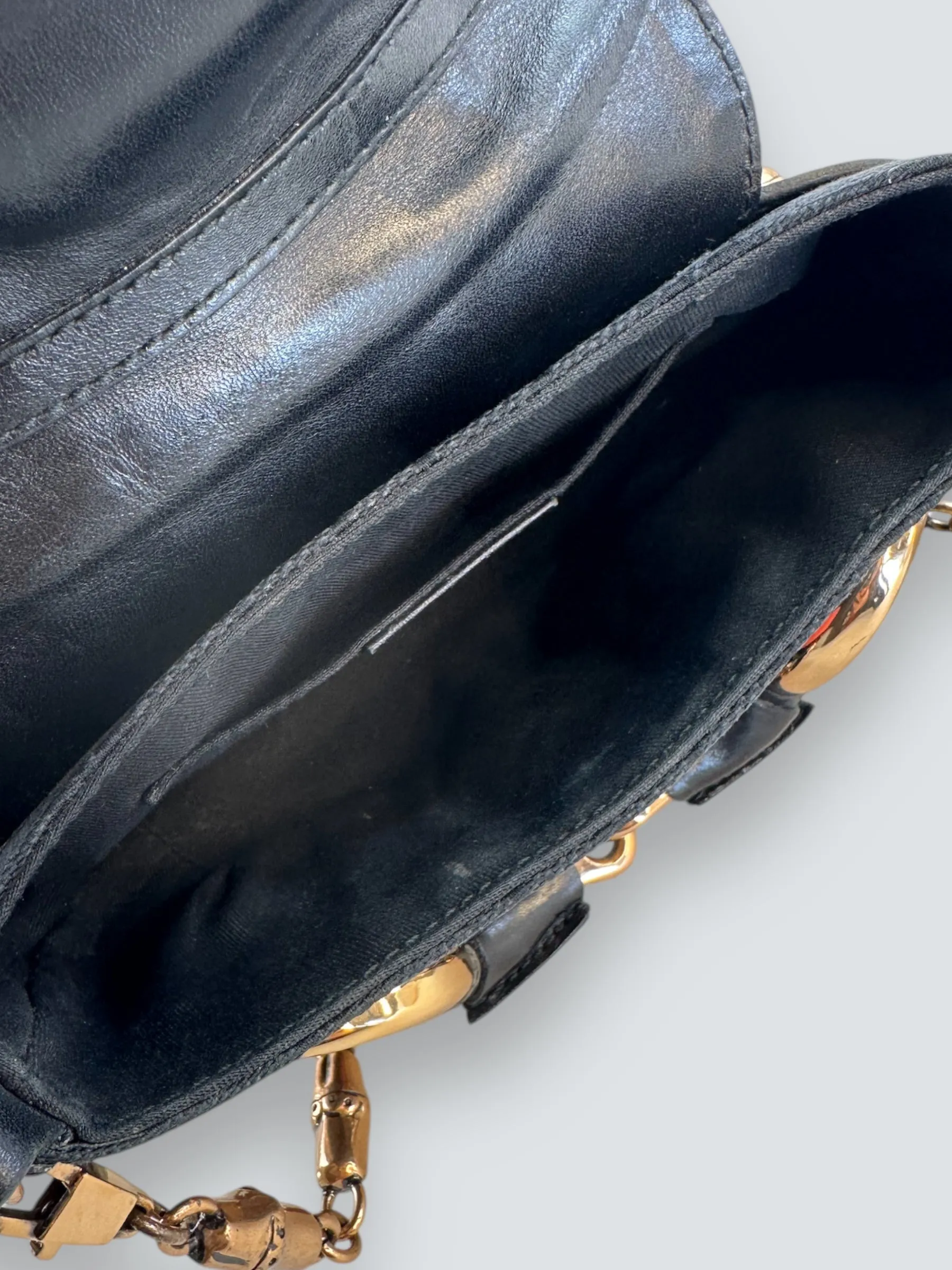 Gucci Black Monogram Canvas Horsebit Mini Shoulder Bag