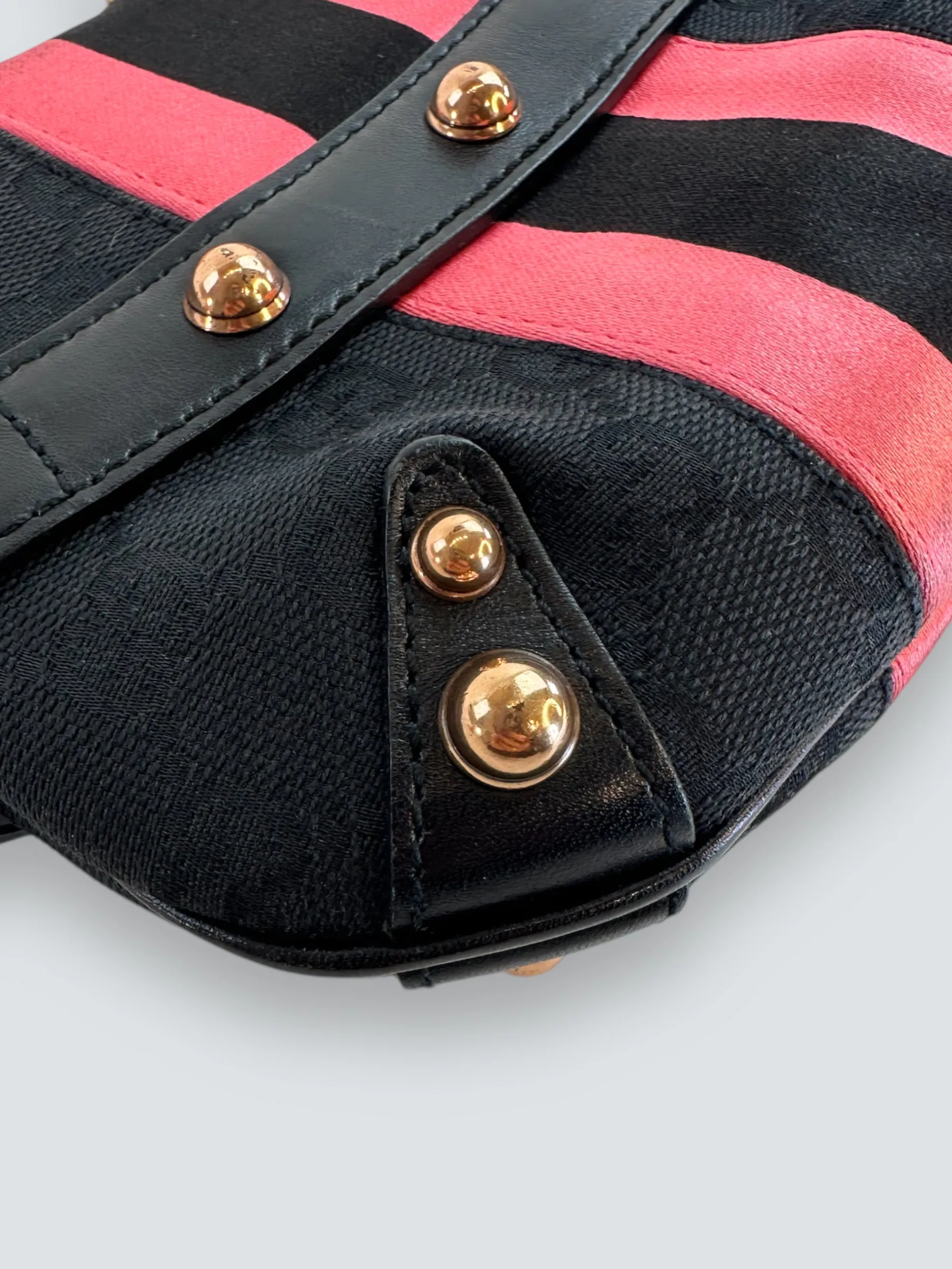 Gucci Black Monogram Canvas Horsebit Mini Shoulder Bag