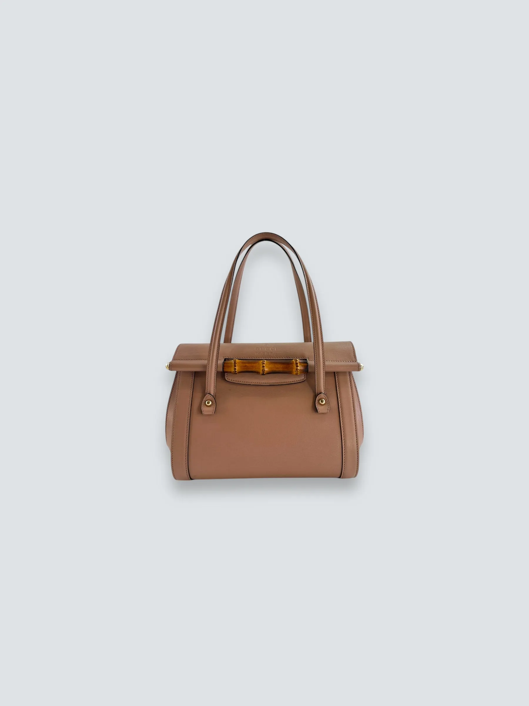Gucci Dusty Pink Leather Bamboo Tote