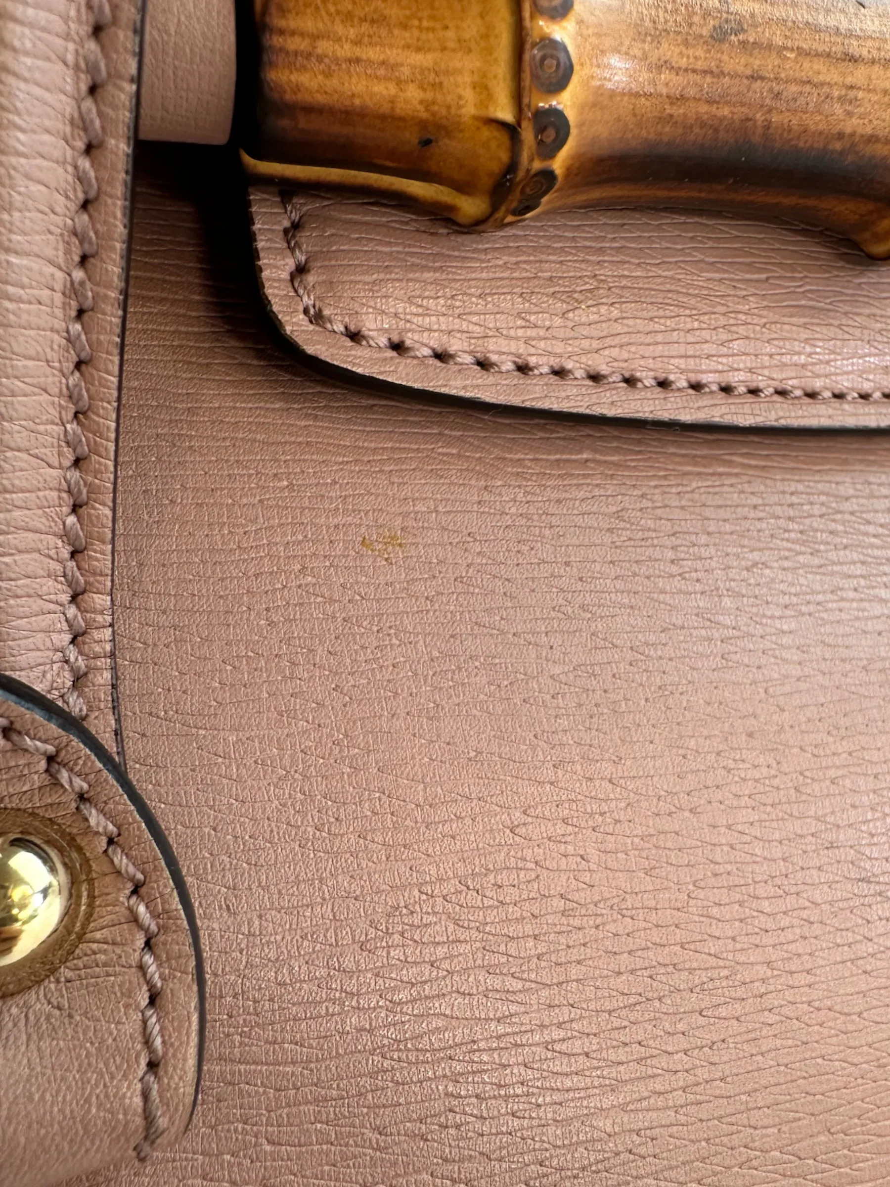 Gucci Dusty Pink Leather Bamboo Tote