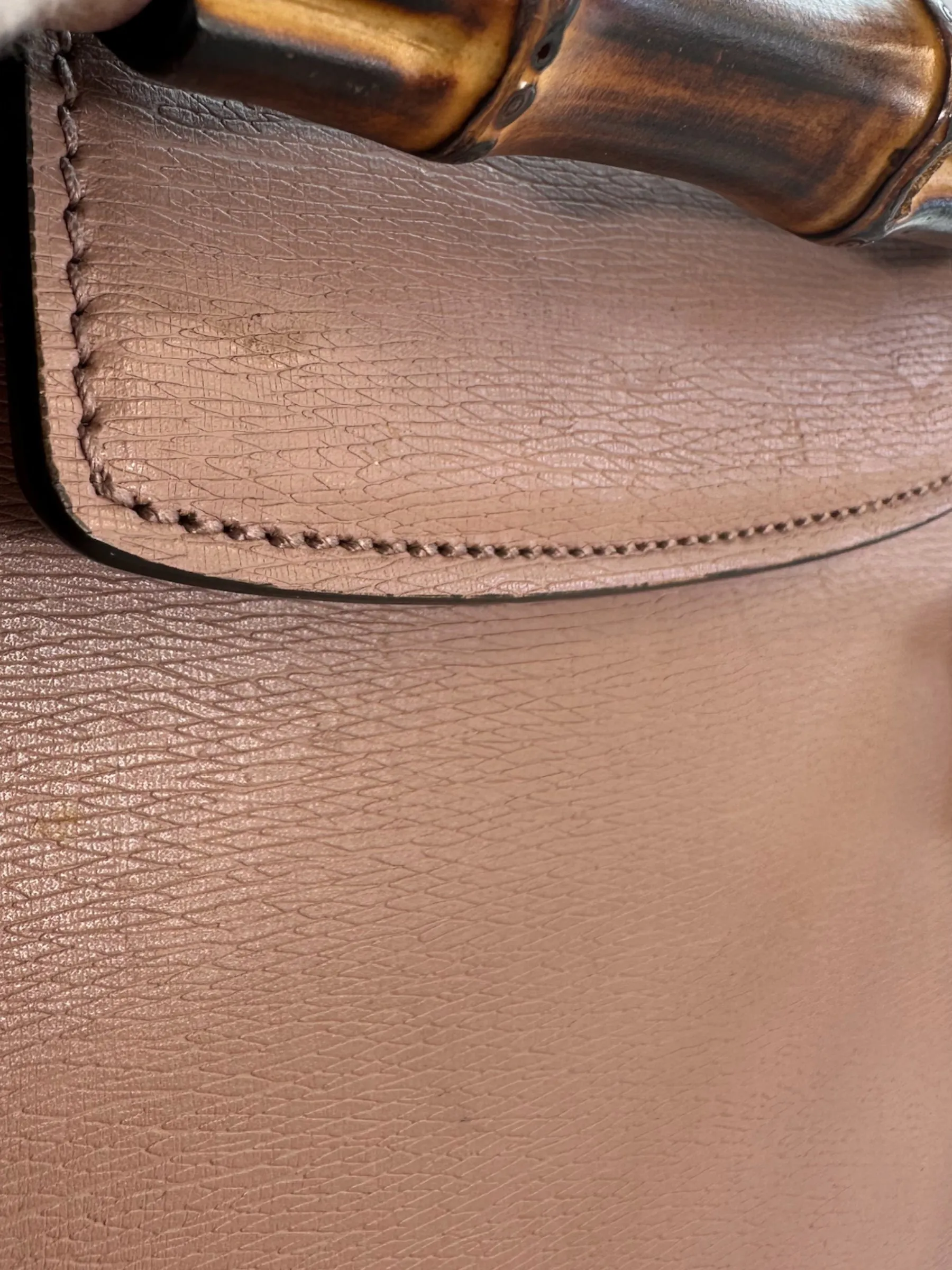 Gucci Dusty Pink Leather Bamboo Tote