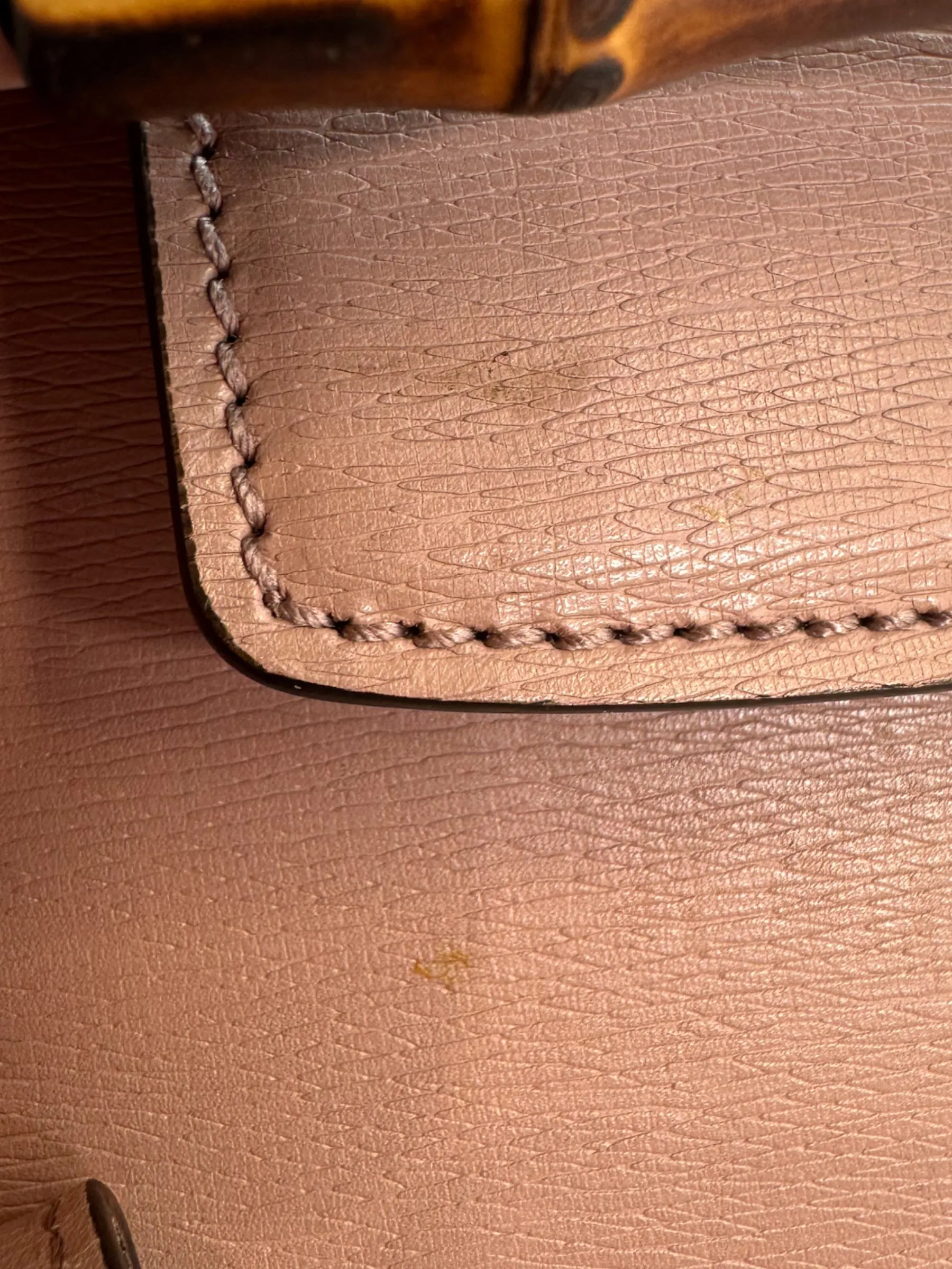 Gucci Dusty Pink Leather Bamboo Tote
