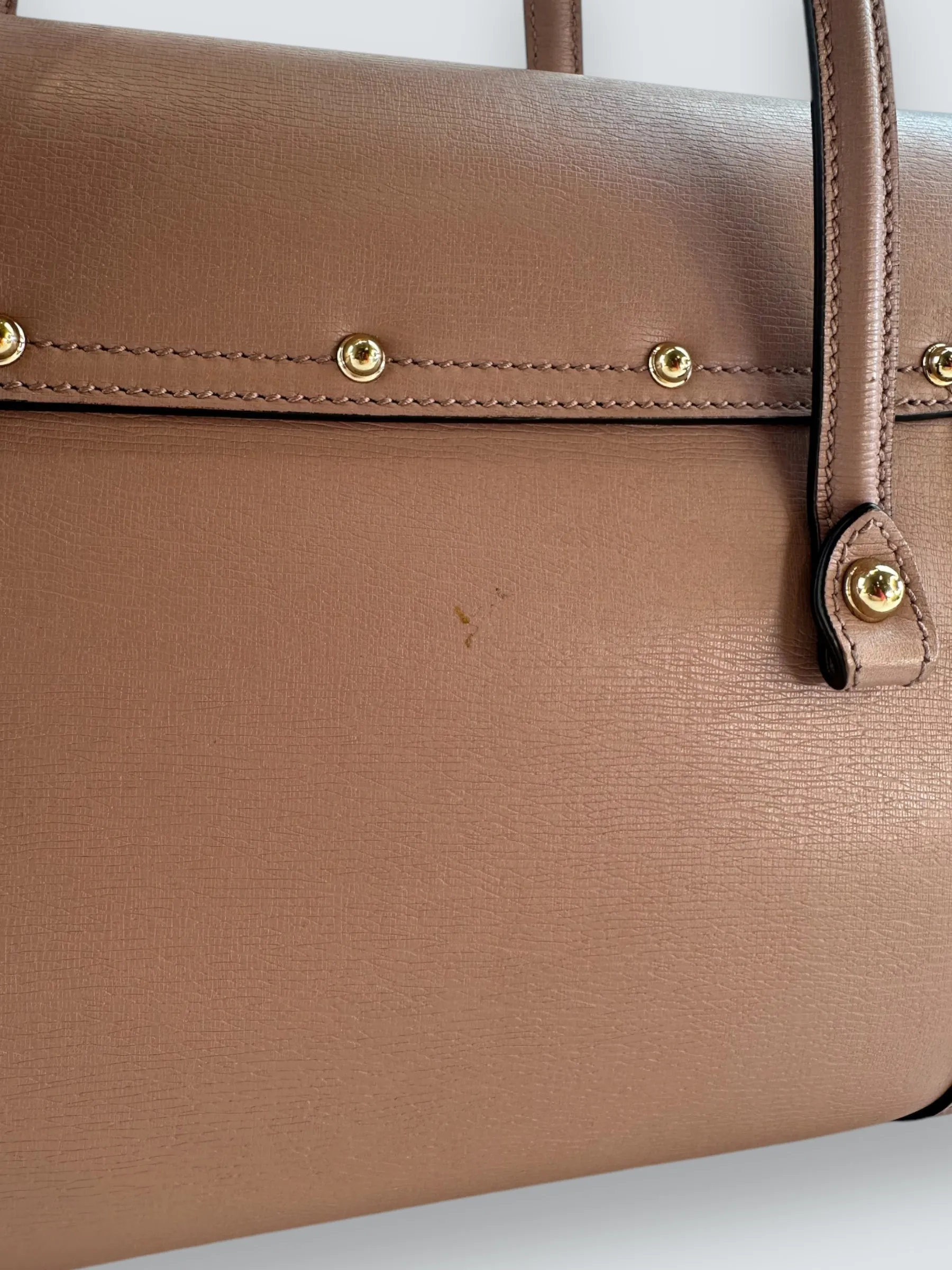 Gucci Dusty Pink Leather Bamboo Tote