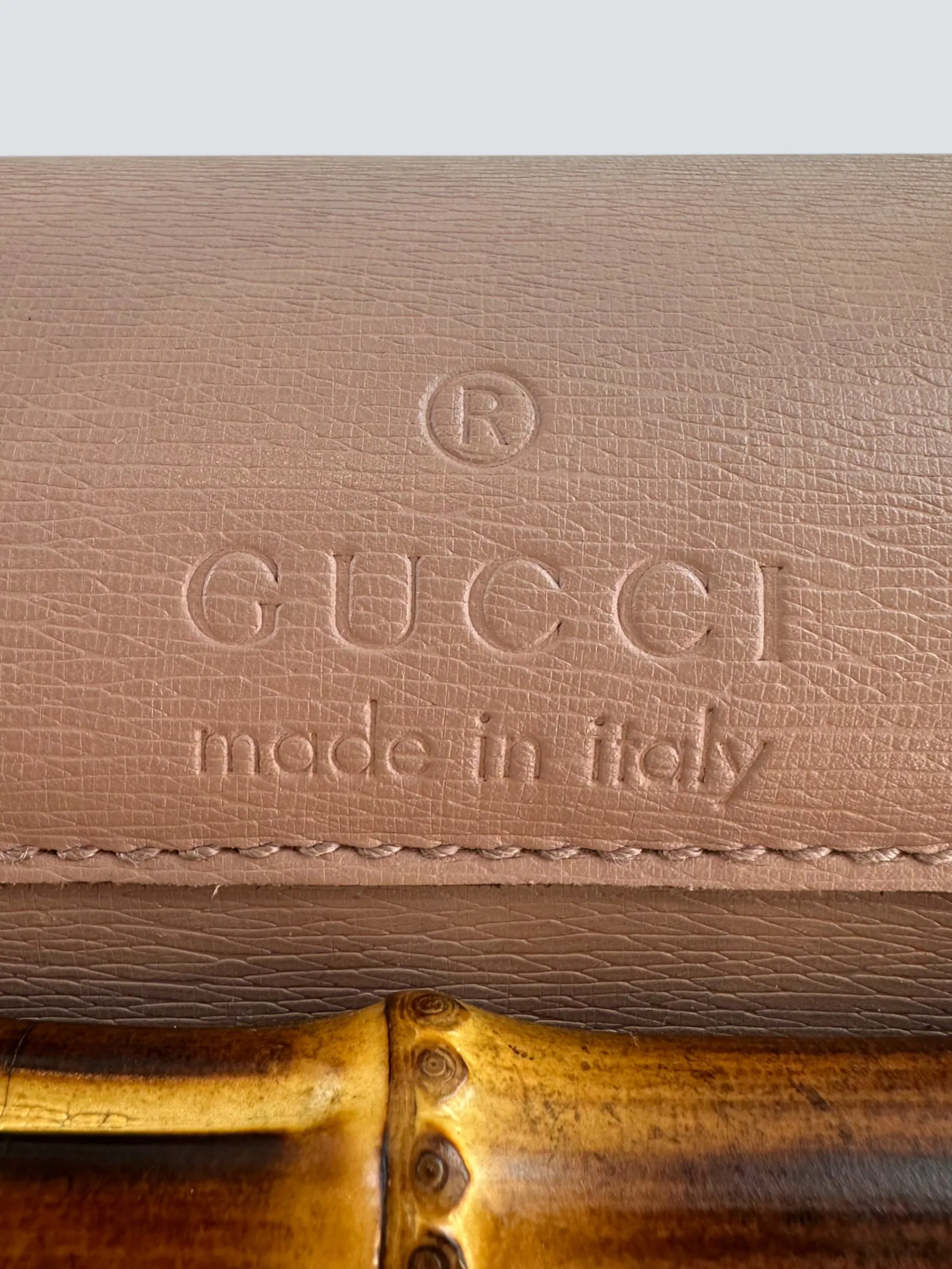 Gucci Dusty Pink Leather Bamboo Tote