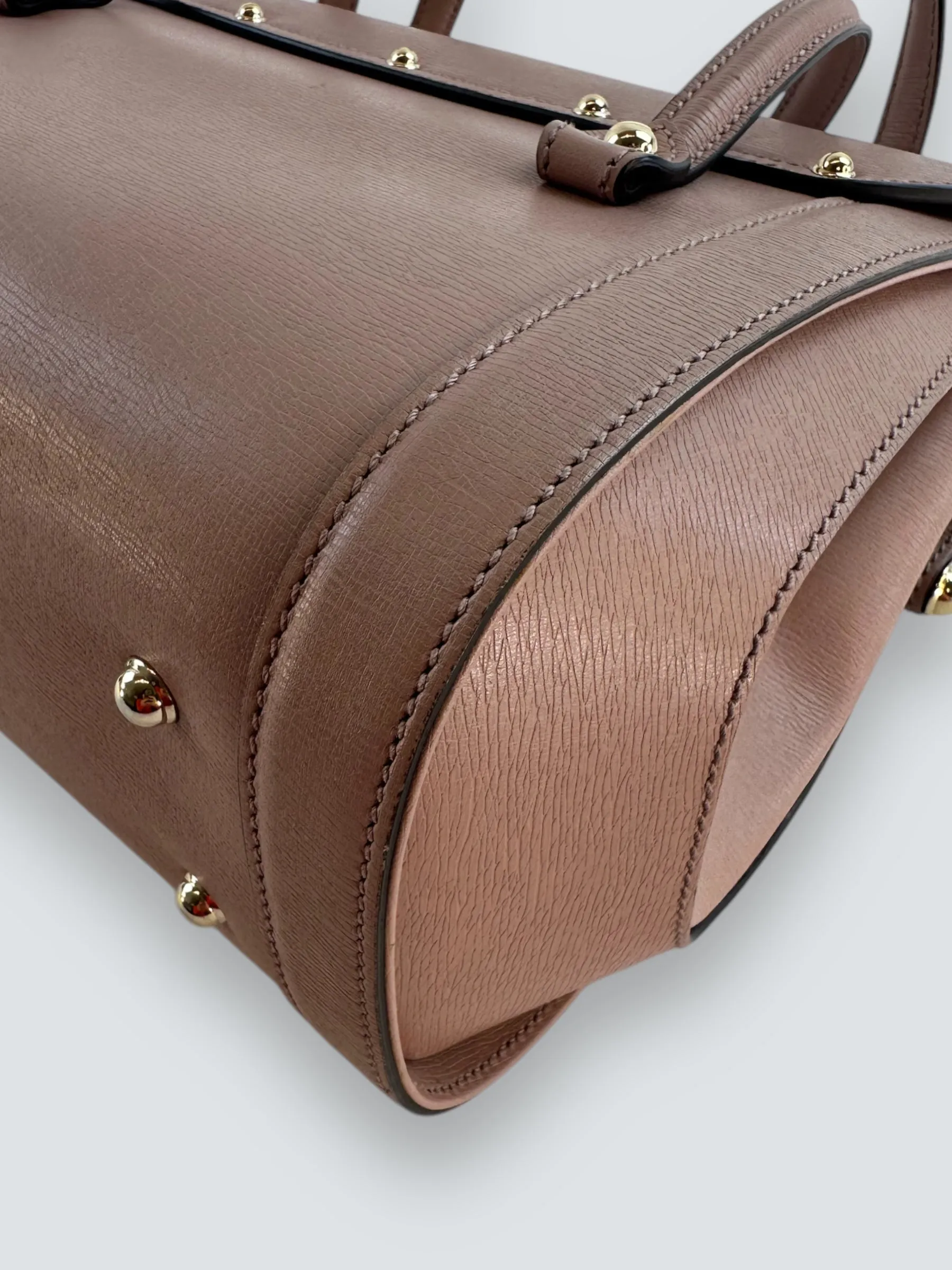 Gucci Dusty Pink Leather Bamboo Tote
