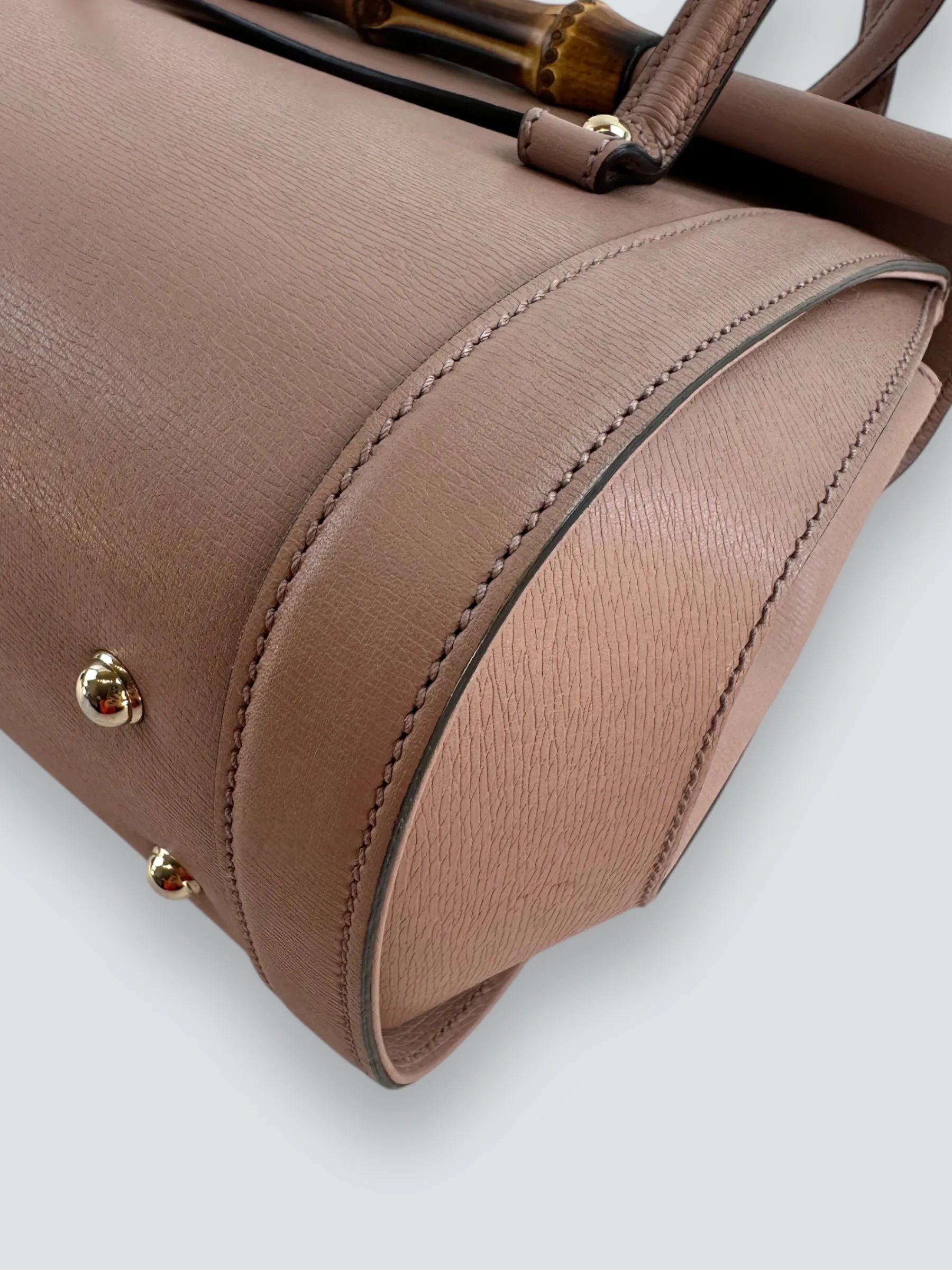 Gucci Dusty Pink Leather Bamboo Tote