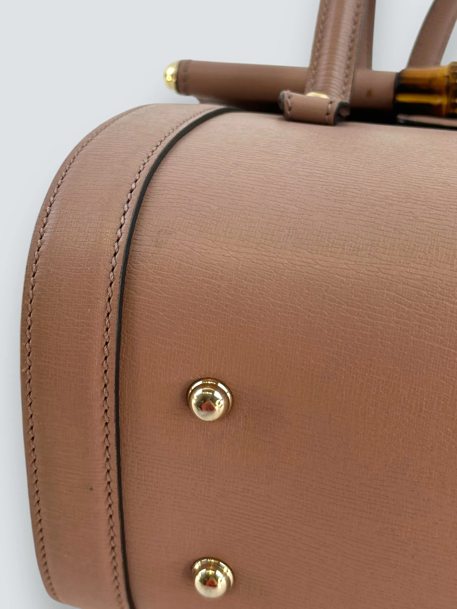 Gucci Dusty Pink Leather Bamboo Tote