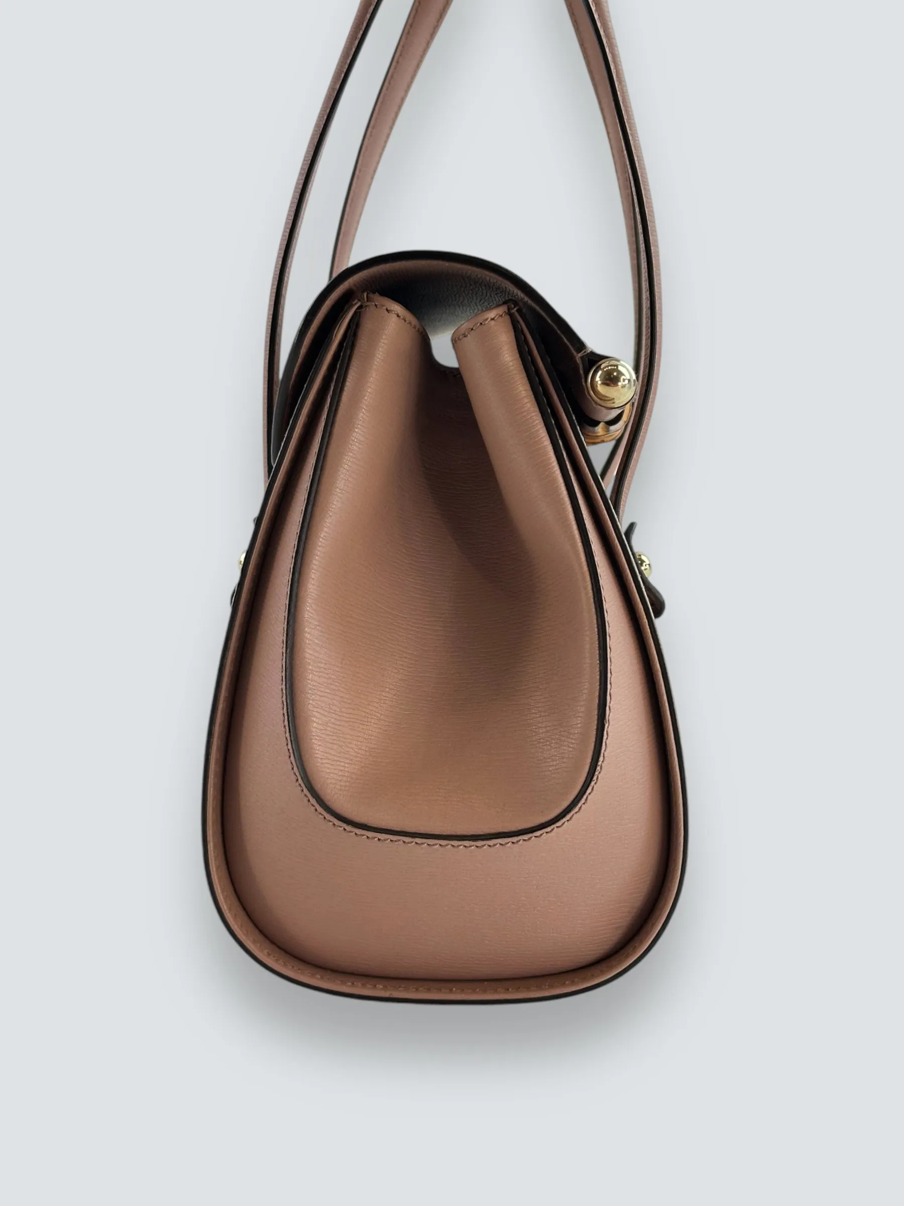 Gucci Dusty Pink Leather Bamboo Tote