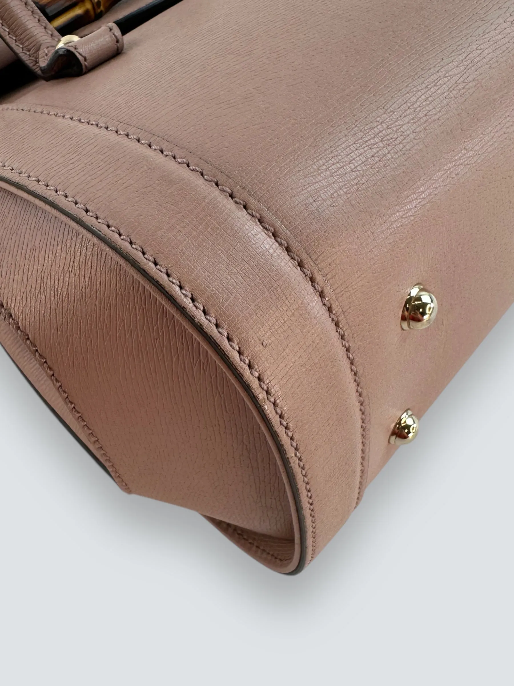 Gucci Dusty Pink Leather Bamboo Tote