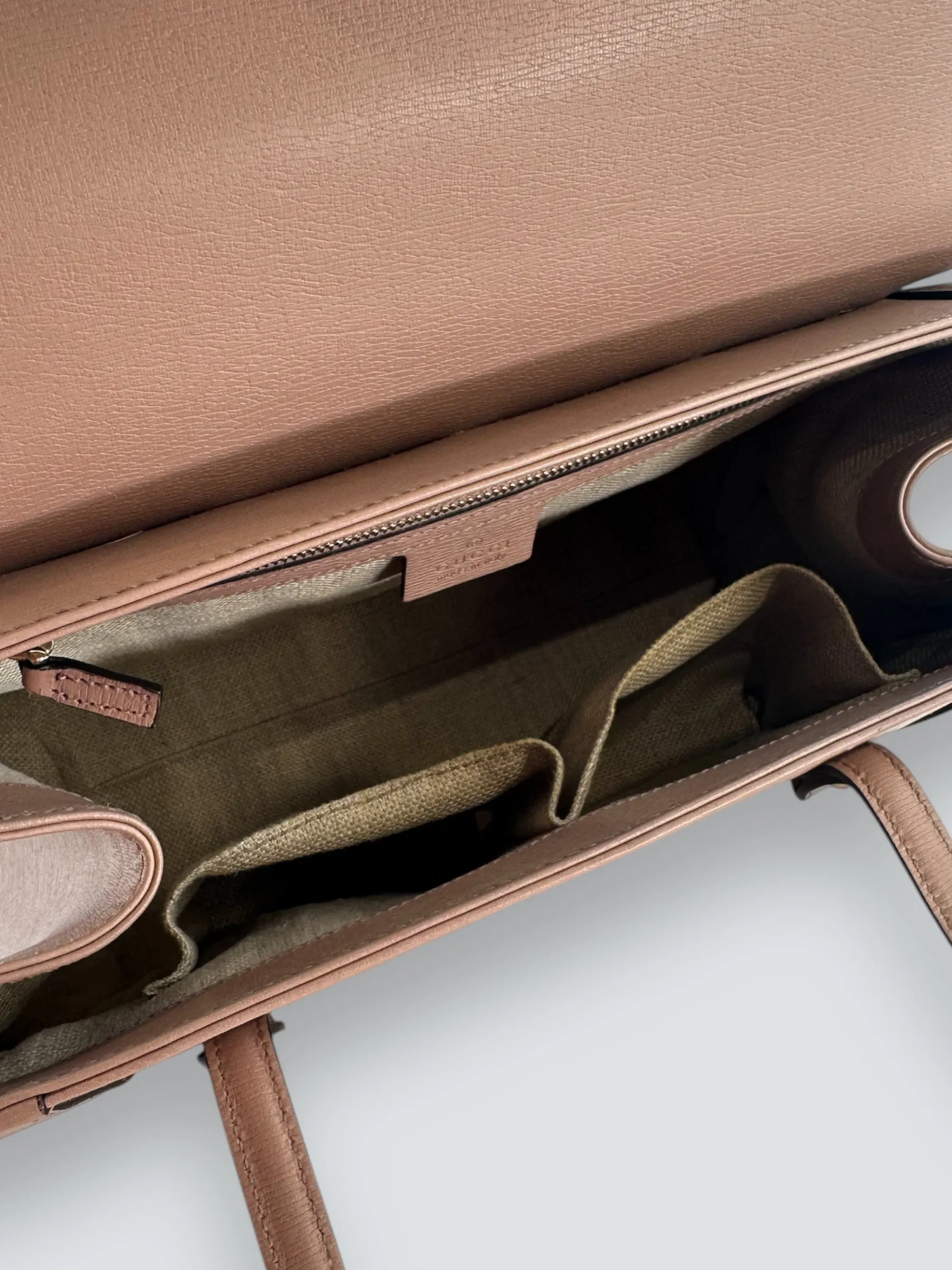 Gucci Dusty Pink Leather Bamboo Tote