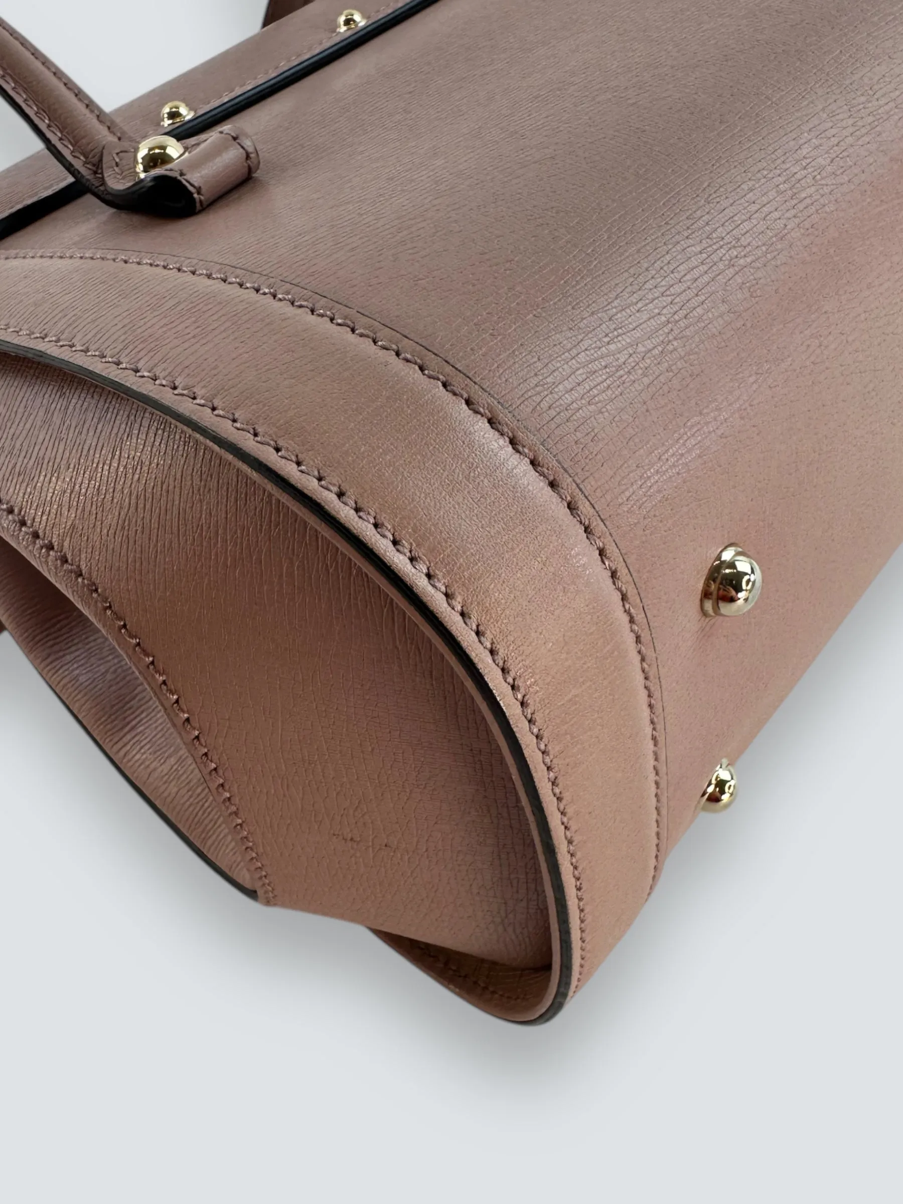 Gucci Dusty Pink Leather Bamboo Tote