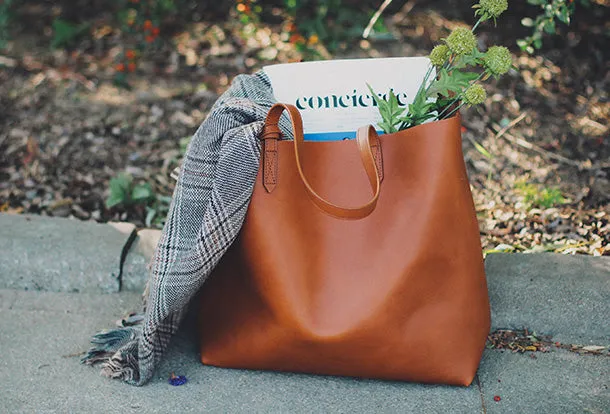 Handmade Genuine Leather Handbag Tote Bag Shopper Bag Shoulder Bag Purse For Women